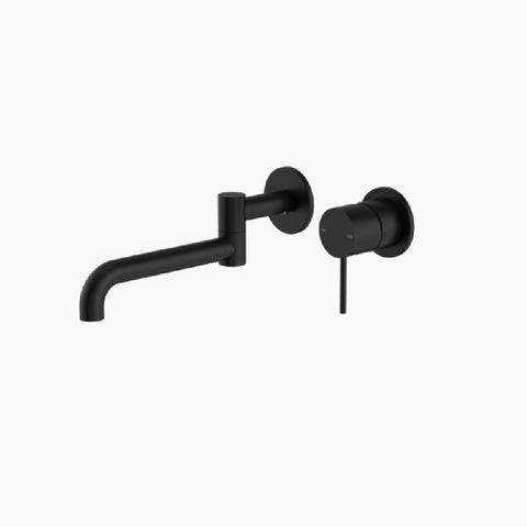 Nero Mecca Wall Basin/Bath Mixer Swivel Spout 225mm Matte Black NR221910RMB