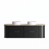 Otti Hampshire Curve Wall Hung Vanity 1500mm Satin Black / Sand Dune Top BOH1500BST-SD