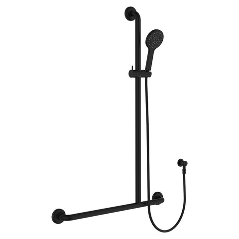 Fienza Hustle Care Inverted T Rail Shower Right Hand Matte Black 444113BRH