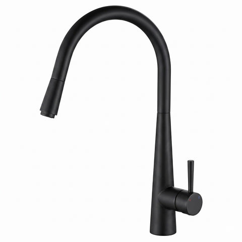 Fienza Hustle Deluxe Gooseneck Pull Out Kitchen Mixer Lead Free Matte Black 213116MB-LF
