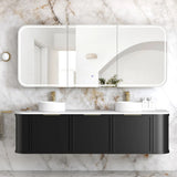 Otti Newport LED Shaving Cabinet 1800x750mm Premium Edition Black Oak LED-SSQ1875B-VP