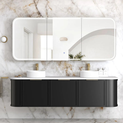 Otti Newport LED Shaving Cabinet 1800x750mm Premium Edition Black Oak LED-SSQ1875B-VP