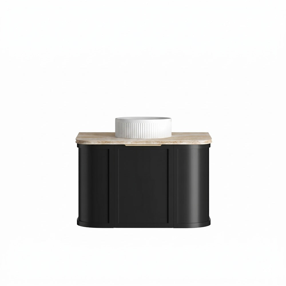 Otti Hampshire Curve Wall Hung Vanity 750mm Satin Black / Sand Dune Top BOH750BST-SD