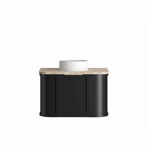 Otti Hampshire Curve Wall Hung Vanity 750mm Satin Black / Sand Dune Top BOH750BST-SD