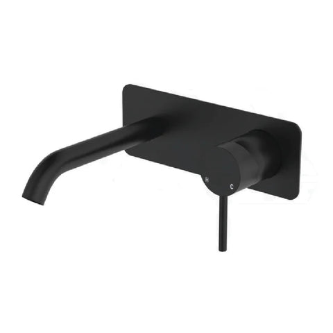 Fienza Kaya Rectangular Plate Basin/Bath Wall Mixer Dress Kit Set Outlet 160mm Lead Free Matte Black D228106B-LF