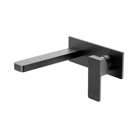 Amelie Royale Square Wall Basin/Bath Mixer Rectangle Plate Matte Black (Full Kit) BDO301510AMB