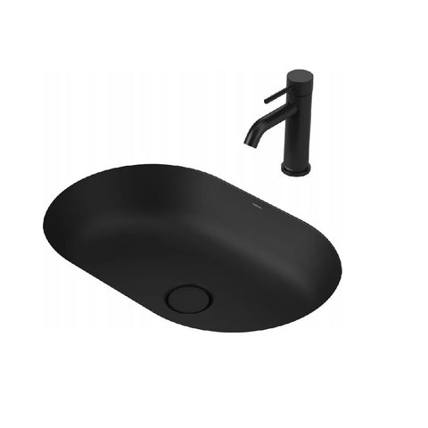 Caroma Liano II Pill 580mm Under/ Over Counter Basin Matte Black 852900MB