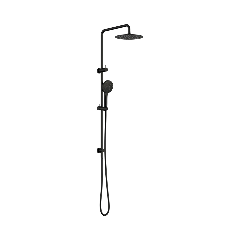 Amelie Royale II Twin Shower Rail Set w/ 250mm Round Head Matte Black BDO232105GMB