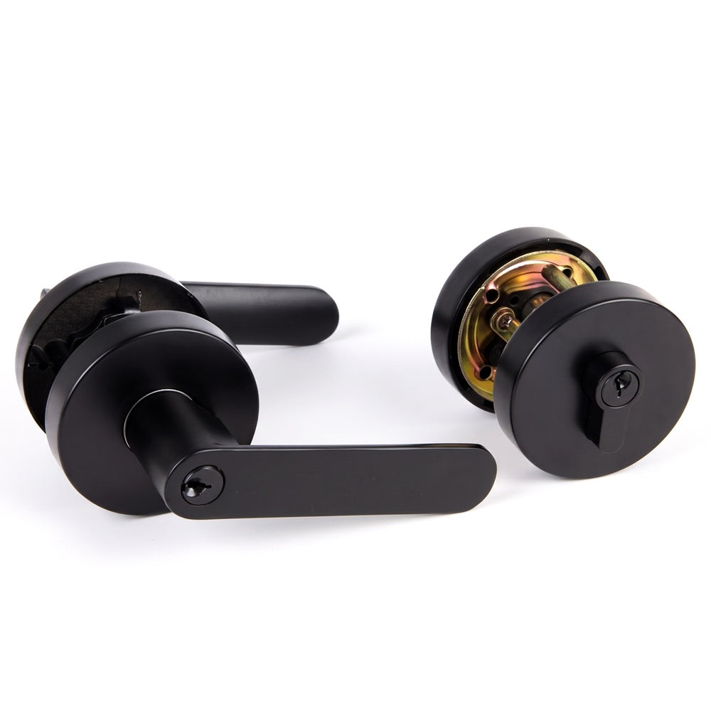 Trio Entrance Olympus Lever & Double Deadbolt Combo Matte Black WWL/WB65BLC