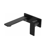 Caroma Urbane II Wall Basin / Bath Mixer 180mm (Body & Trim) - Rectangular Cover Plate -Lead Free Matte Black 99632B6AF