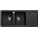 BLANCO SONA 8S Sink Inset Double Bowl With Right Hand Drainer 1160mm (1 Taphole) Black 528078