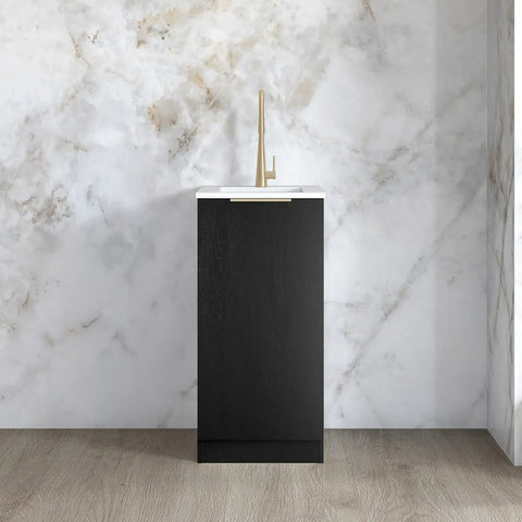 Otti Byron/Bondi Mini Laundry 430mm Black Oak / Pure White Top LA-430-BYB-PW