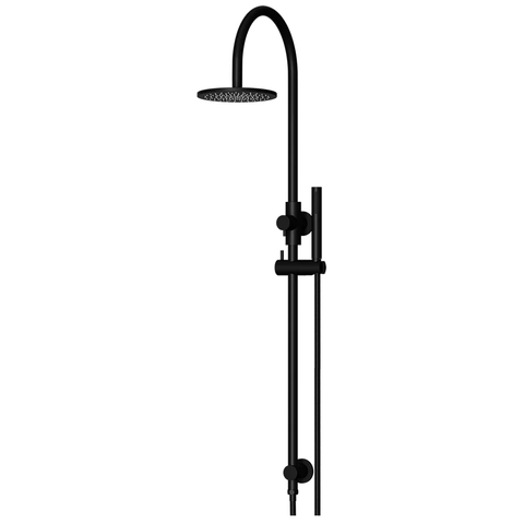 Meir Round Overhead Shower Rail - Single Function Hand Shower Set 200mm Matte Black MZ0904-R