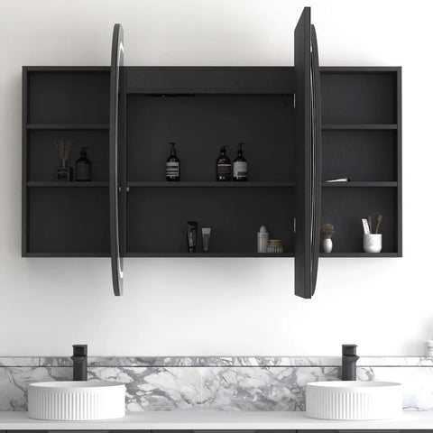 Otti Bondi LED Shaving Cabinet 1800x900mm Premium Edition Black Oak LED-BOSV1890B-VP