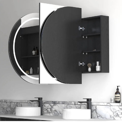 Otti Bondi LED Shaving Cabinet 1800x900mm Black Oak LED-BOSV1890B