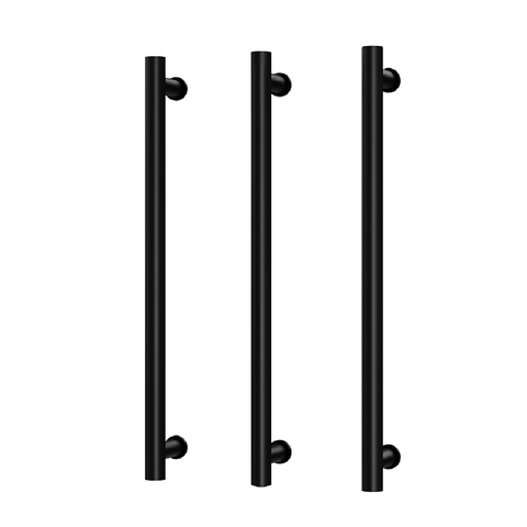 Phoenix Heated Triple Towel Rail Round 600mm Matte Black 650-8762-10