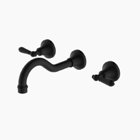 Nero York Wall Basin Set w/Metal Lever Matte Black NR692107A02MB