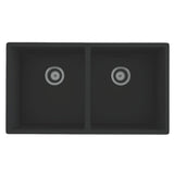 Amelie Deauville Kitchen Sink Quartz Double Bowl (Topmount/Undermount) 813x457x249mm (No Overflow) Matte Black BDOFORSB813BL