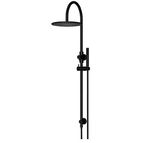 Meir Round Overhead Shower Rail - Single Function Hand Shower Set 300mm Matte Black MZ0906-R