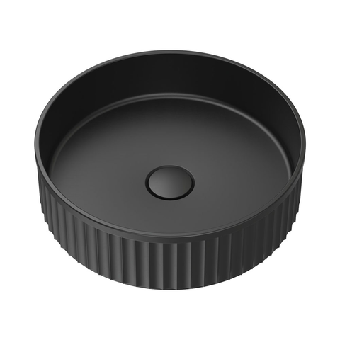 Fienza Minka Above Counter Basin  Round Solid Surface 400x400mm Matte Black CSB802B