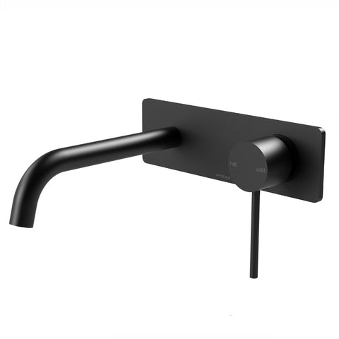 Phoenix Vivid Slimline Switchmix Wall Basin / Bath Mixer Set 180mm Matte Black VS2810-10-1