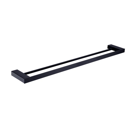 Amelie Royale Square Double Towel Rail 800mm Matte Black BDO4630DMB