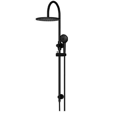 Meir Round Overhead Shower Rail - Three Function Hand Shower Set 300mm Matte Black MZ0906