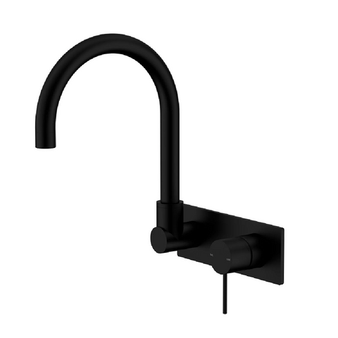 Nero Mecca Wall Basin / Bath Set Gooseneck Swivel Spout Trim Kits Only Matte Black NR221910QTMB