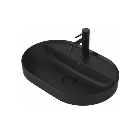 Caroma Liano II Pill 600mm Inset 1th Basin Matte Black 853110MB