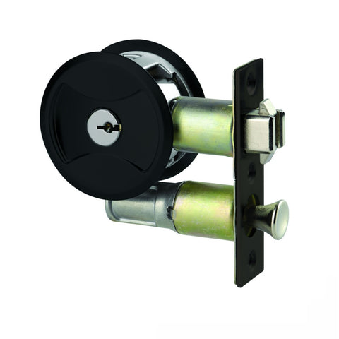 Lockwood Symmetry Round Cavity Sliding Door Entrance Set Matte Black 7444MBKDP