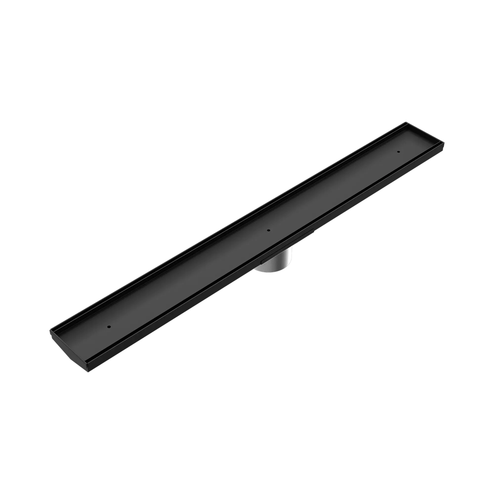 Nero Tile Insert V Channel Floor Grate w/ Outlet 800x106x90mm Matte Black NRFG010HSMB