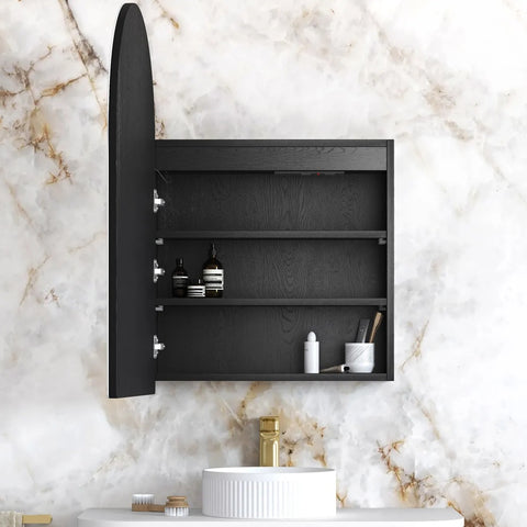 Otti Archie LED Shaving Cabinet 900x600mm Black Oak LED-ARSV9060B-VP