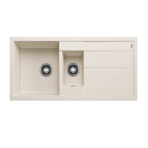 Blanco Metra 6S Sink 1000x500mm Topmount (Left Hand Bowl) Silgranit White 528047
