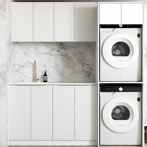 Otti Bondi Laundry Kit 1960C White / Natural Carrara Marble Top LA-1960C-BOW-NCA