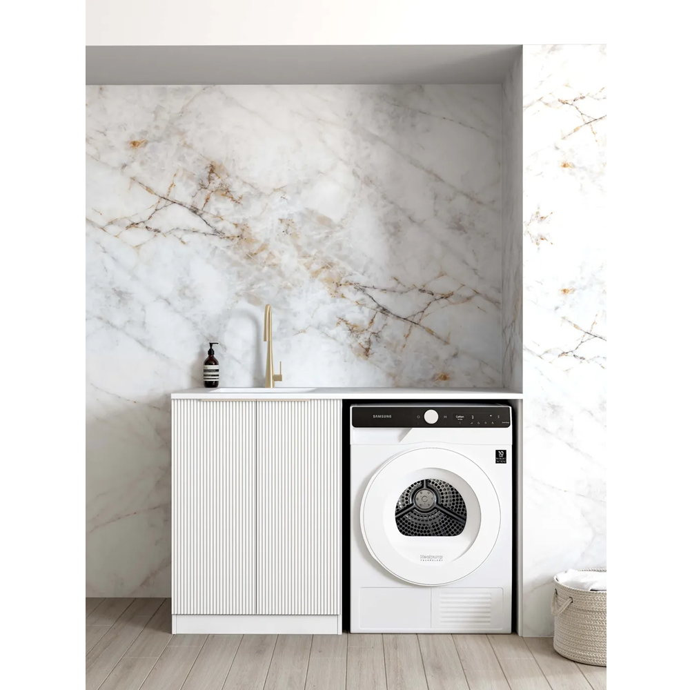 Otti Bondi Laundry Cabinet 1300mm White / Cloudy Carrara Top LA-1300-BOW-CA
