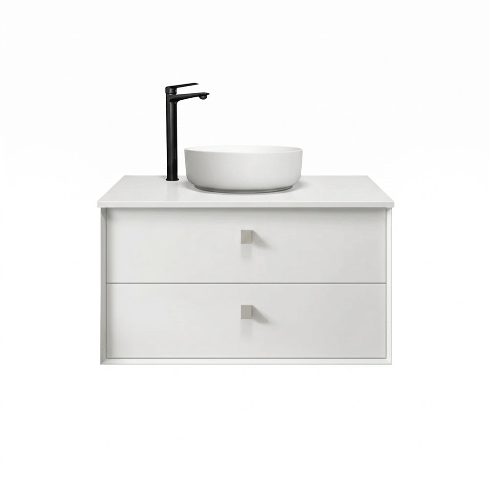 Otti Boston Wall Hung Vanity 900mm Satin White / Matte White Top BS900WSTUD-MW