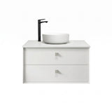 Otti Boston Wall Hung Vanity 900mm Satin White / Pure White Top BS900WSTUD-PW