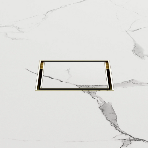 Nero Square Tile Insert Floor Waste 100mm (50mm Outlet) Brushed Gold NRFW006BG