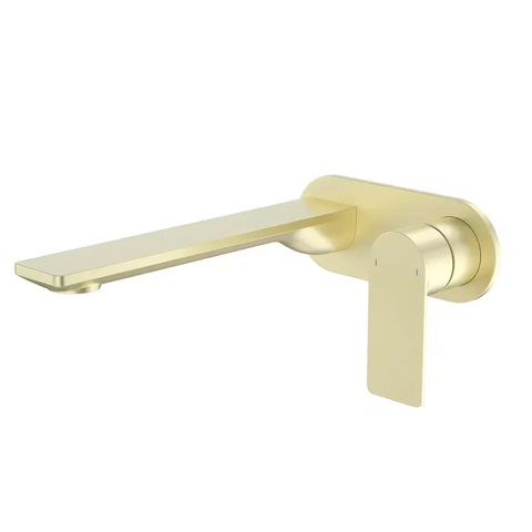 Caroma Urbane II Wall Basin / Bath Mixer 220mm (Body & Trim)- Round Cover Plate -Lead Free Brushed Brass 99641BB6AF