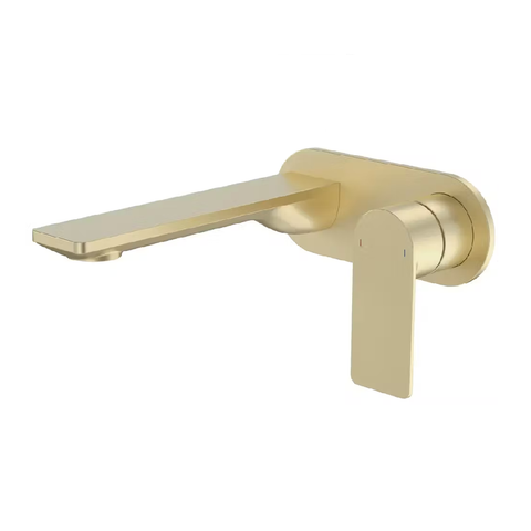 Caroma Urbane II Wall Basin / Bath Mixer 180mm (Body & Trim)- Round Cover Plate -Lead Free Brushed Brass 99631BB6AF