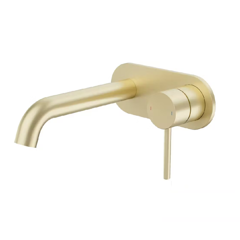 Caroma Liano II Wall Basin / Bath 175mm Mixer - Rounded Cover Plate -(Body & Trim) - Lead Free Brushed Brass 96345BB6AF