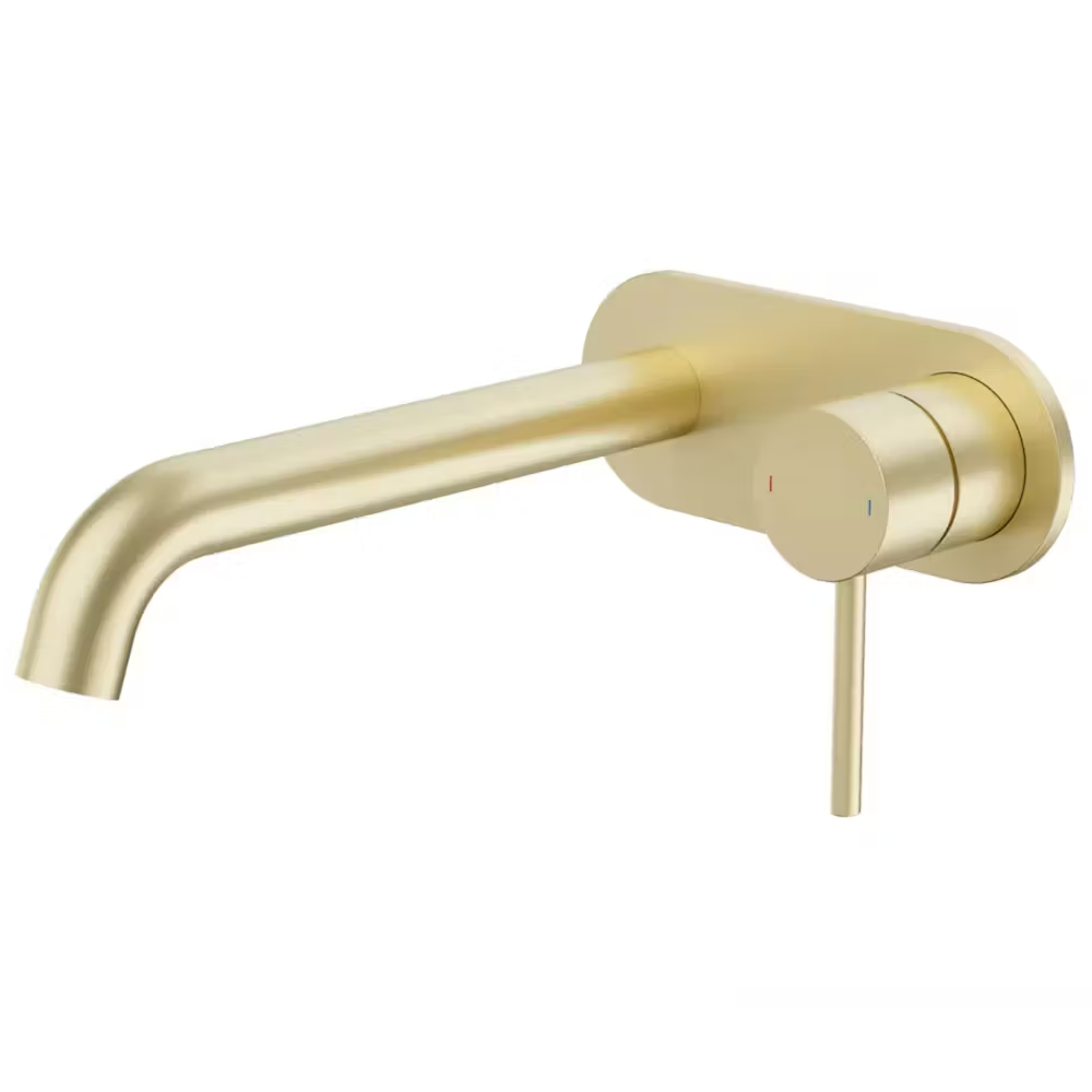 Caroma Liano II Wall Basin / Bath 210mm Mixer - Rounded Cover Plate -(Body & Trim)- Lead Free Brushed Brass 96353BB6AF