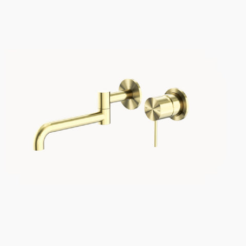 Nero Mecca Wall Basin/Bath Mixer Swivel Spout 225mm Brushed Gold NR221910RBG