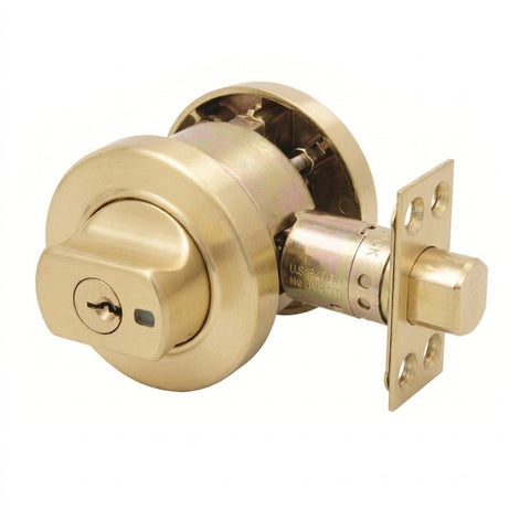 Lockwood Paradigm Deadbolt Round Rose Universal Pack Satin Brass 005/B1SBPVDDP