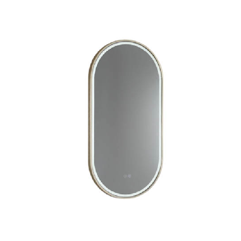 Remer Gatsby Mirror LED 600 x 1000mm with Brushed Brass Frame G60100D-BB