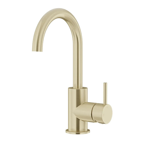 Meir Round Gooseneck Basin Mixer with Cold Start Tiger Bronze MB17-PVDBB