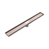 Nero Tile Insert V Channel Floor Grate w/ Outlet 800x106x90mm Brushed Bronze NRFG010HSBZ