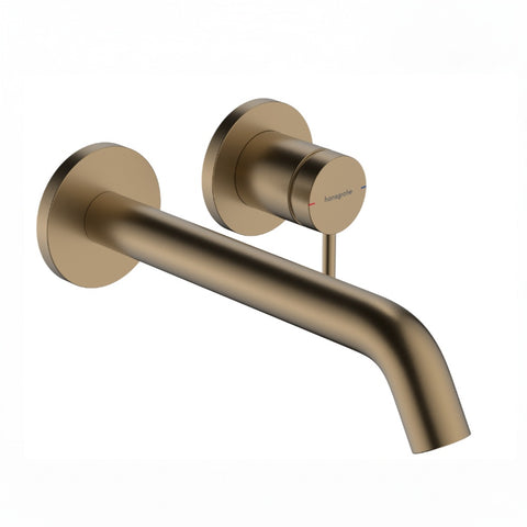 Hansgrohe Tecturis S Single Lever Basin Mixer For Concealed Installation Wall-Mounted w/ Spout 22.5 cm Lead Free Brushed Bronze 73351143