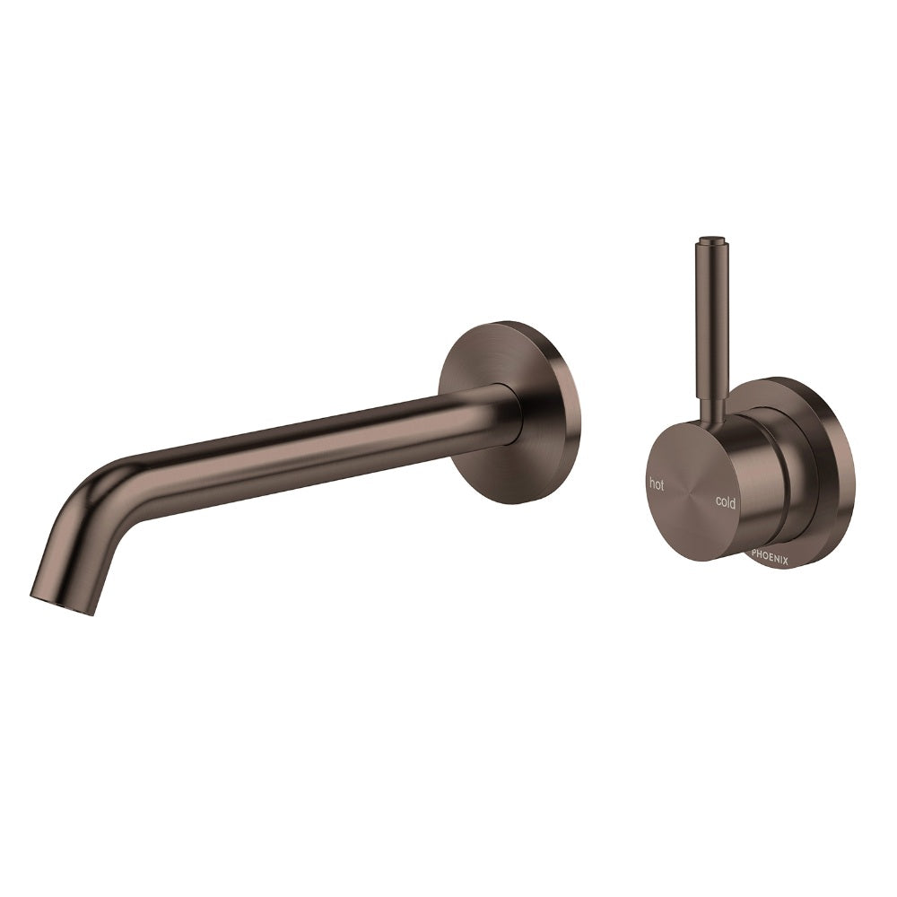 Phoenix Vivid Mkii Switchmix Wall Basin / Bath Mixer Set 200mm Pin Up Fit-Off Kit Brushed Bronze 146-2822-24-1