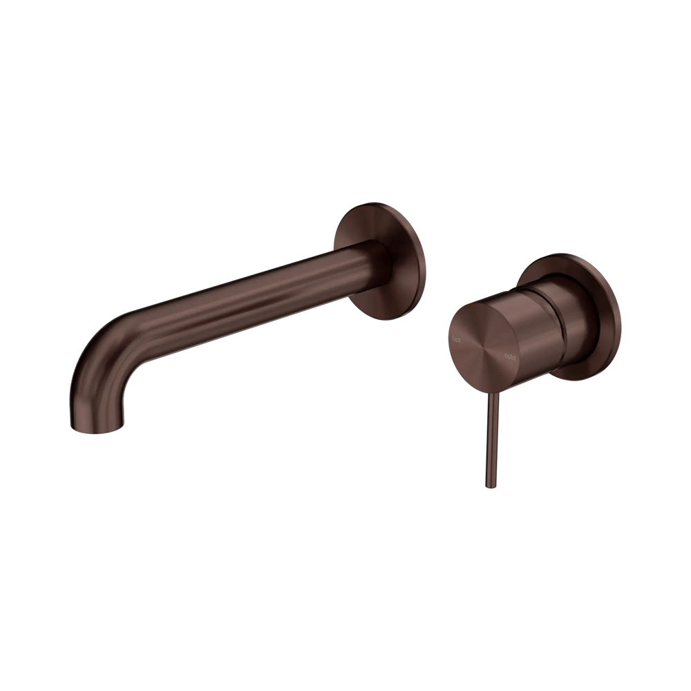 Nero Mecca Wall Basin/Bath Mixer Set 185mm Spout Separate Plates Rome Bronze NR221910C185RB